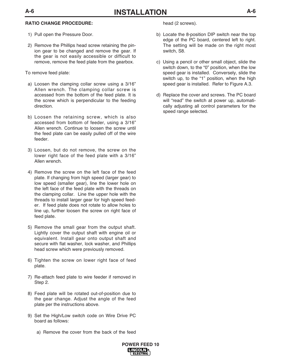 Installation | Lincoln Electric POWER FEED IM584-D User Manual | Page 14 / 68