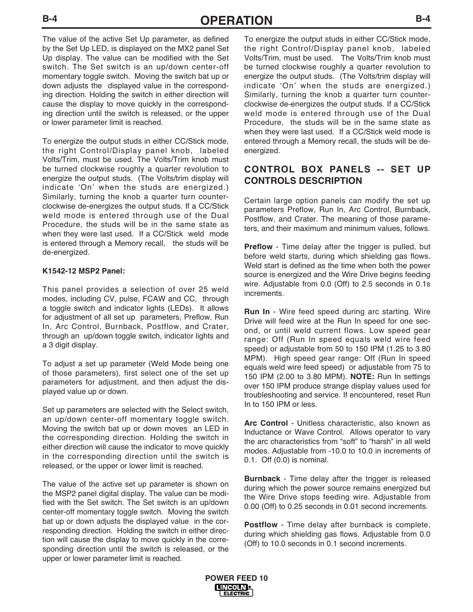 Operation | Lincoln Electric POWER FEED IM584-D User Manual | Page 26 / 68