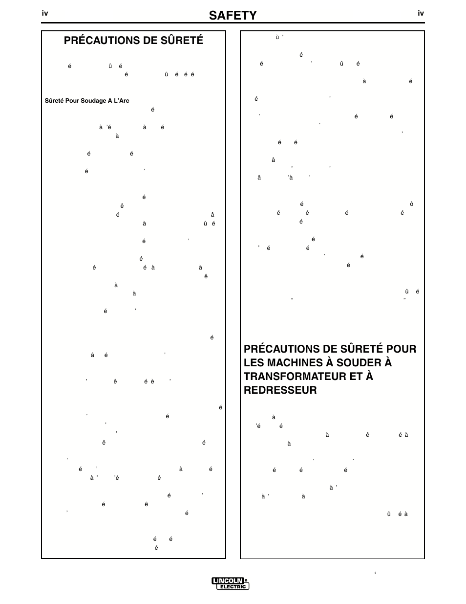 Safety, Précautions de sûreté | Lincoln Electric INVERTEC V350-PRO IM679-A User Manual | Page 5 / 40