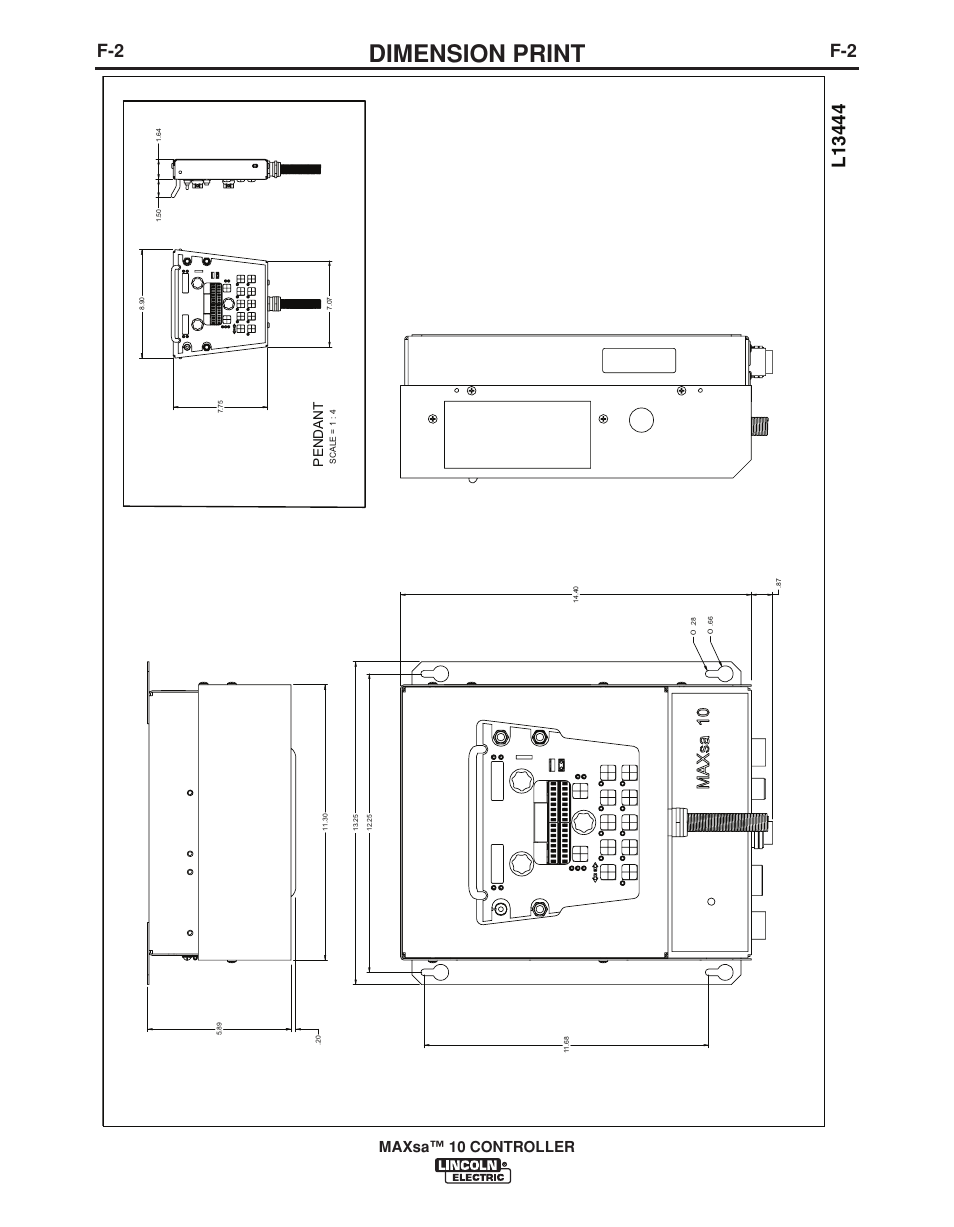 Dimension print, Maxsa™ 10 controller, Pe n d an t | Lincoln Electric IM10023 User Manual | Page 45 / 48