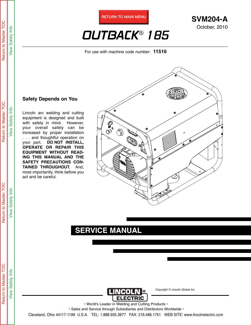 Lincoln Electric OUTBACK SVM204-A User Manual | 98 pages