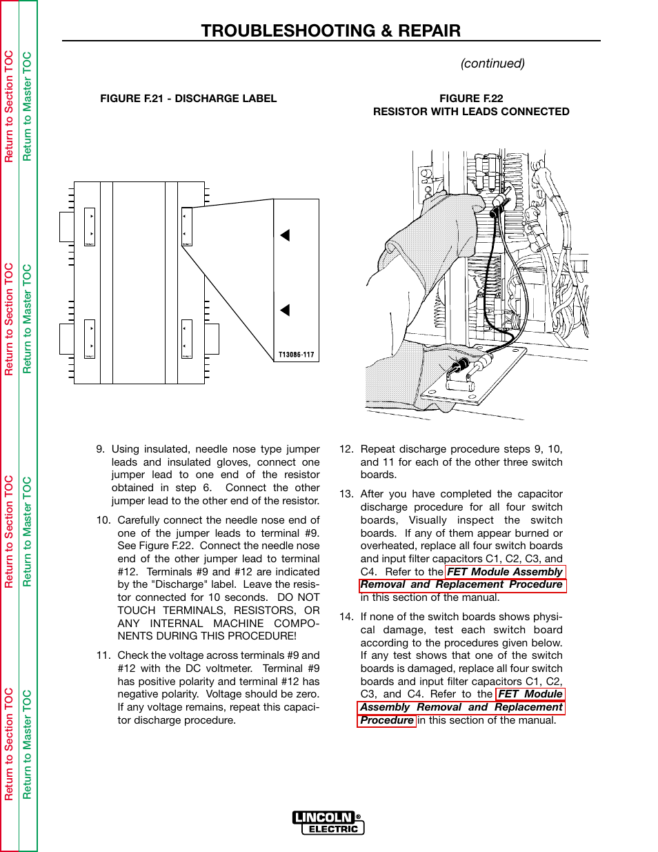 Ds. see figure f.21, Troubleshooting & repair | Lincoln Electric INVERTEC POWER WAVE 450 SVM112-B User Manual | Page 122 / 293