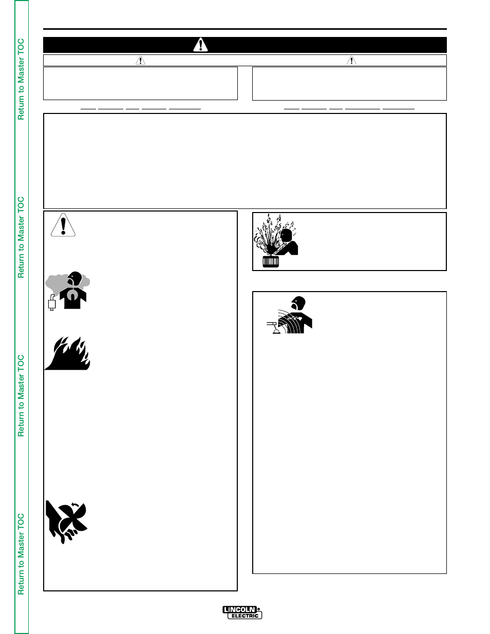 Safety, Iew safety info, Warning | For engine powered equipment, Electric and magnetic fields may be dangerous | Lincoln Electric INVERTEC POWER WAVE 450 SVM112-B User Manual | Page 2 / 293