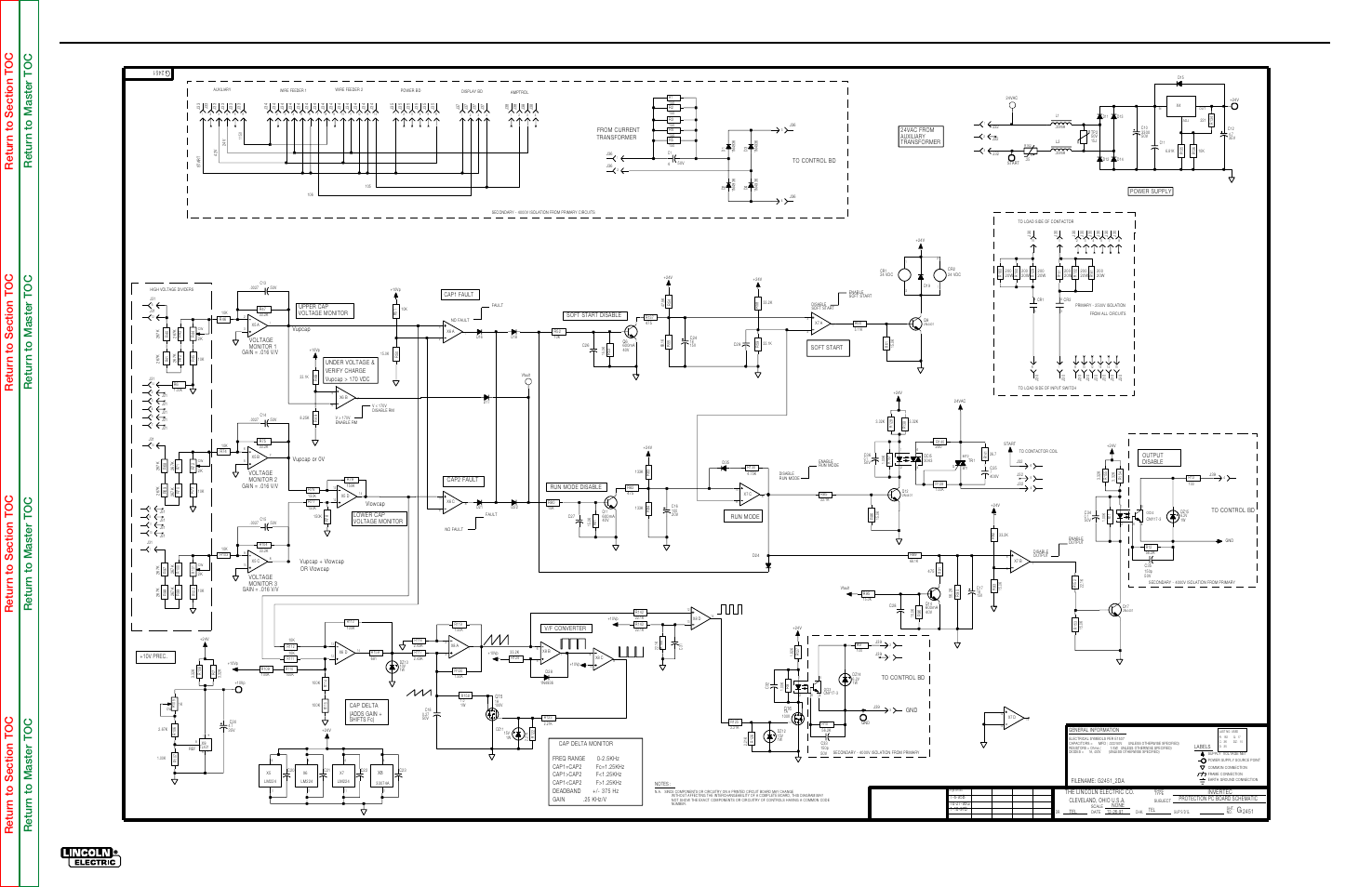 Electrical diagrams, G-14, Schematic - protection printed circuit board | Power wave 450 | Lincoln Electric INVERTEC POWER WAVE 450 SVM112-B User Manual | Page 282 / 293