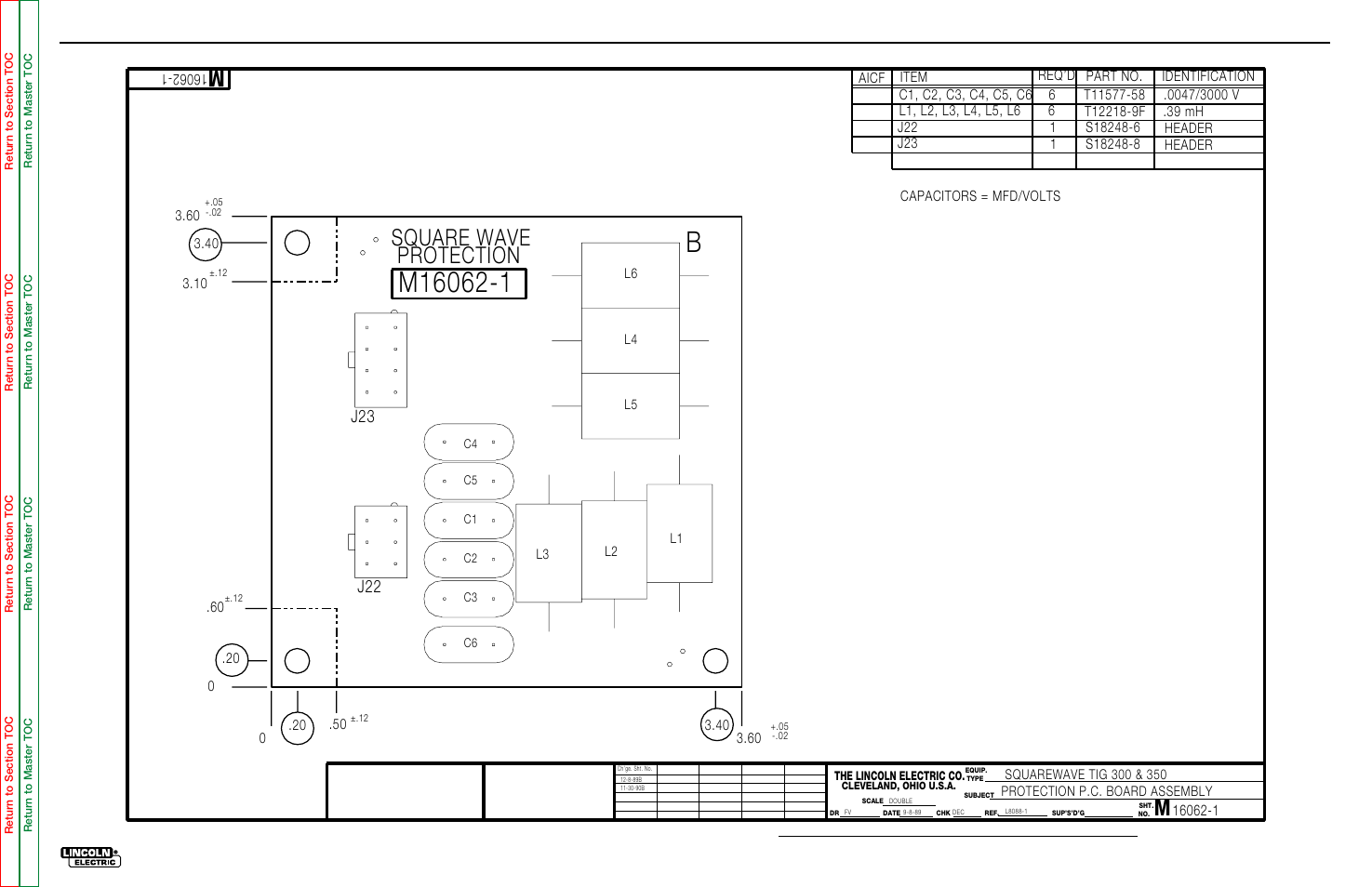 Electrical diagrams, Square wave protection, G-17 | Pc board assembly-square wave protection, J22 j23 | Lincoln Electric INVERTEC POWER WAVE 450 SVM112-B User Manual | Page 285 / 293