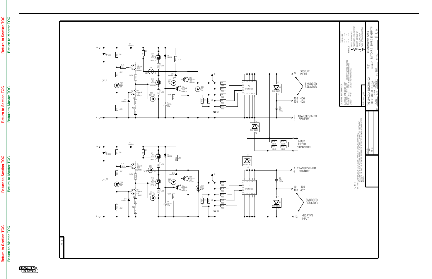 Electrical diagrams, G-22, Schematic-switch printed circuit board | Power wave 450 | Lincoln Electric INVERTEC POWER WAVE 450 SVM112-B User Manual | Page 290 / 293