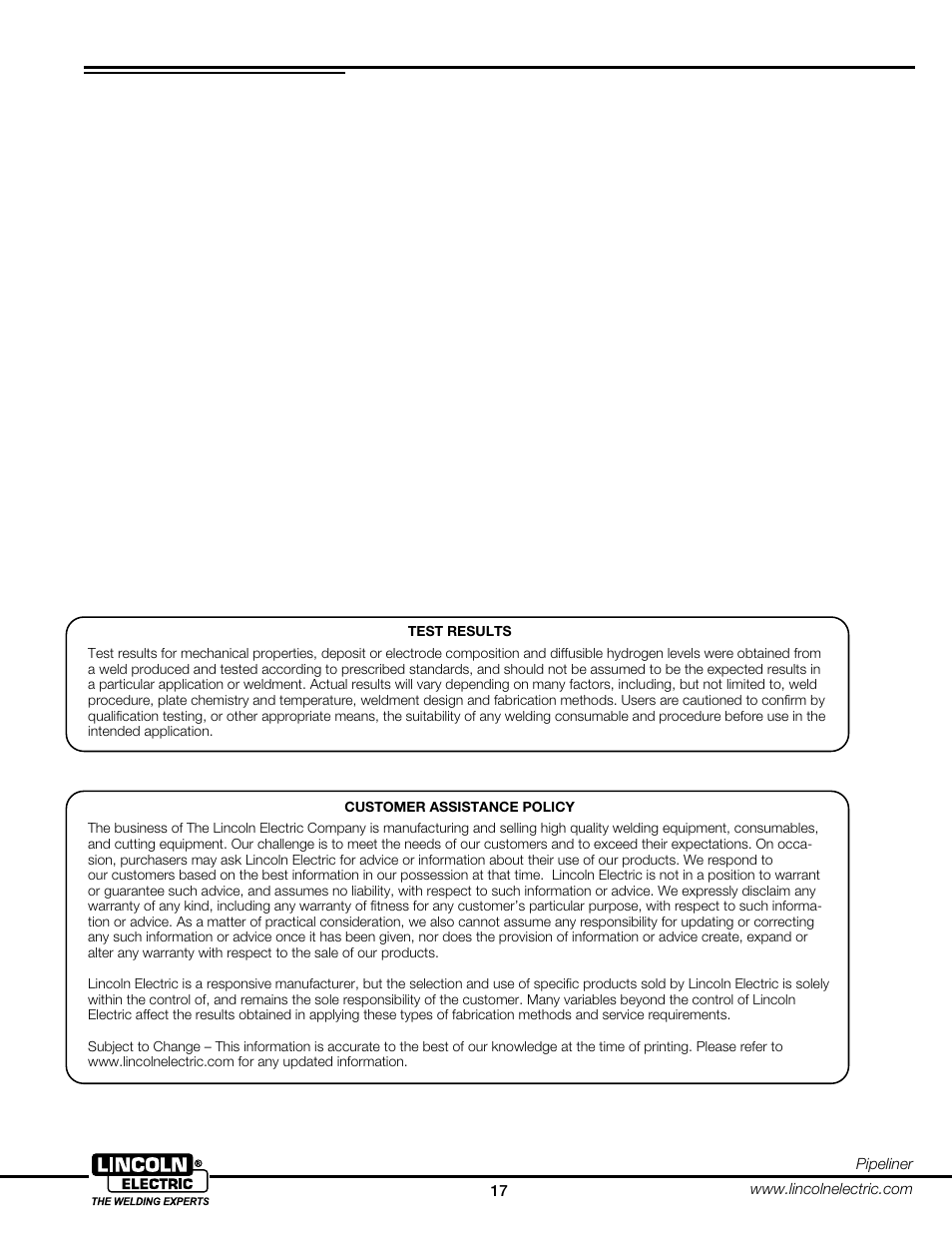 Lincoln Electric 2HBG User Manual | Page 17 / 18