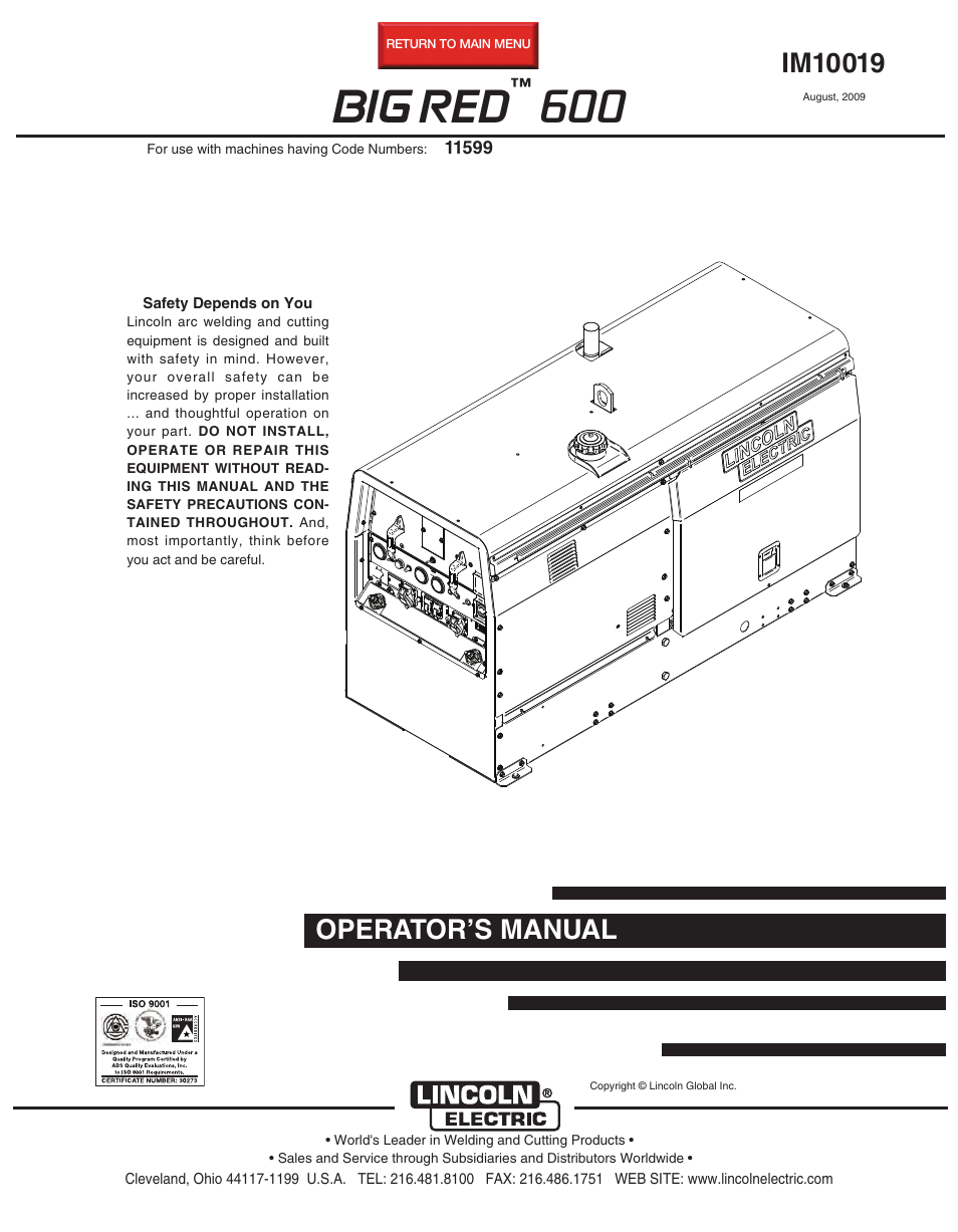 Lincoln Electric BIG RED IM10019 User Manual | 41 pages