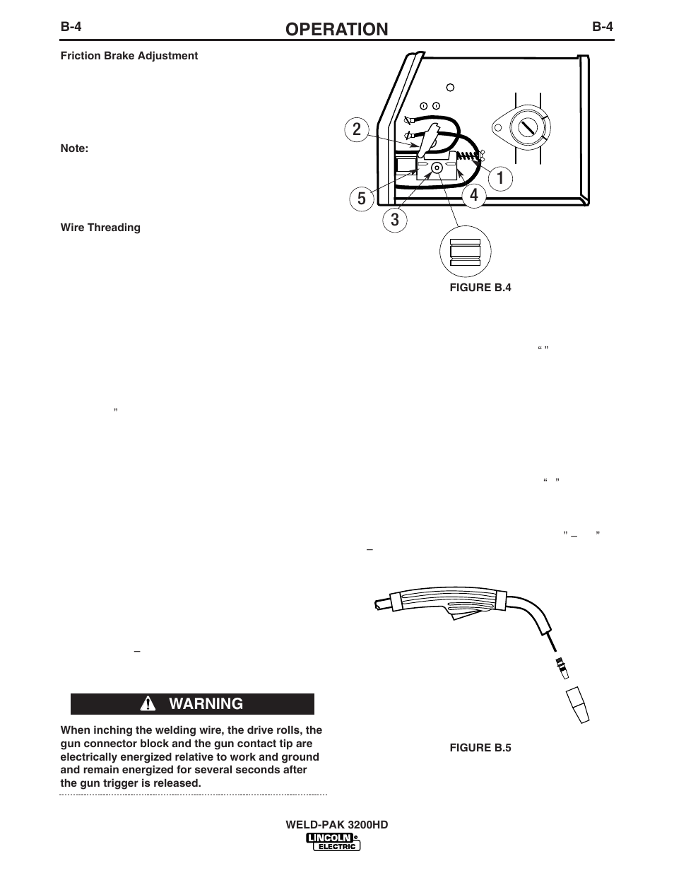 Operation, Warning | Lincoln Electric WELD-PAK 3200HD User Manual | Page 18 / 48