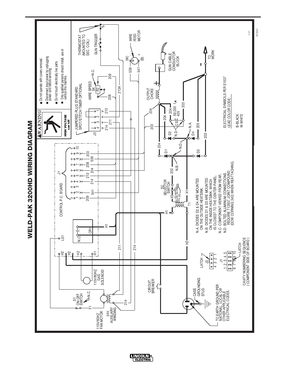 Diagrams, Weld-pak 3200hd, Weld-pak 3200hd wiring diagram | Lincoln Electric WELD-PAK 3200HD User Manual | Page 43 / 48