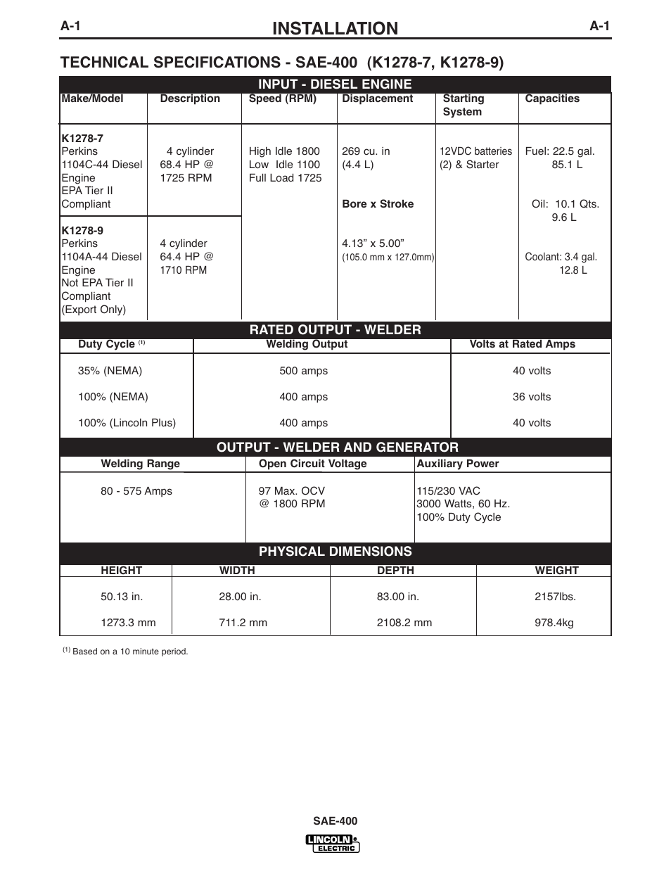 Installation | Lincoln Electric IM869-D User Manual | Page 8 / 38