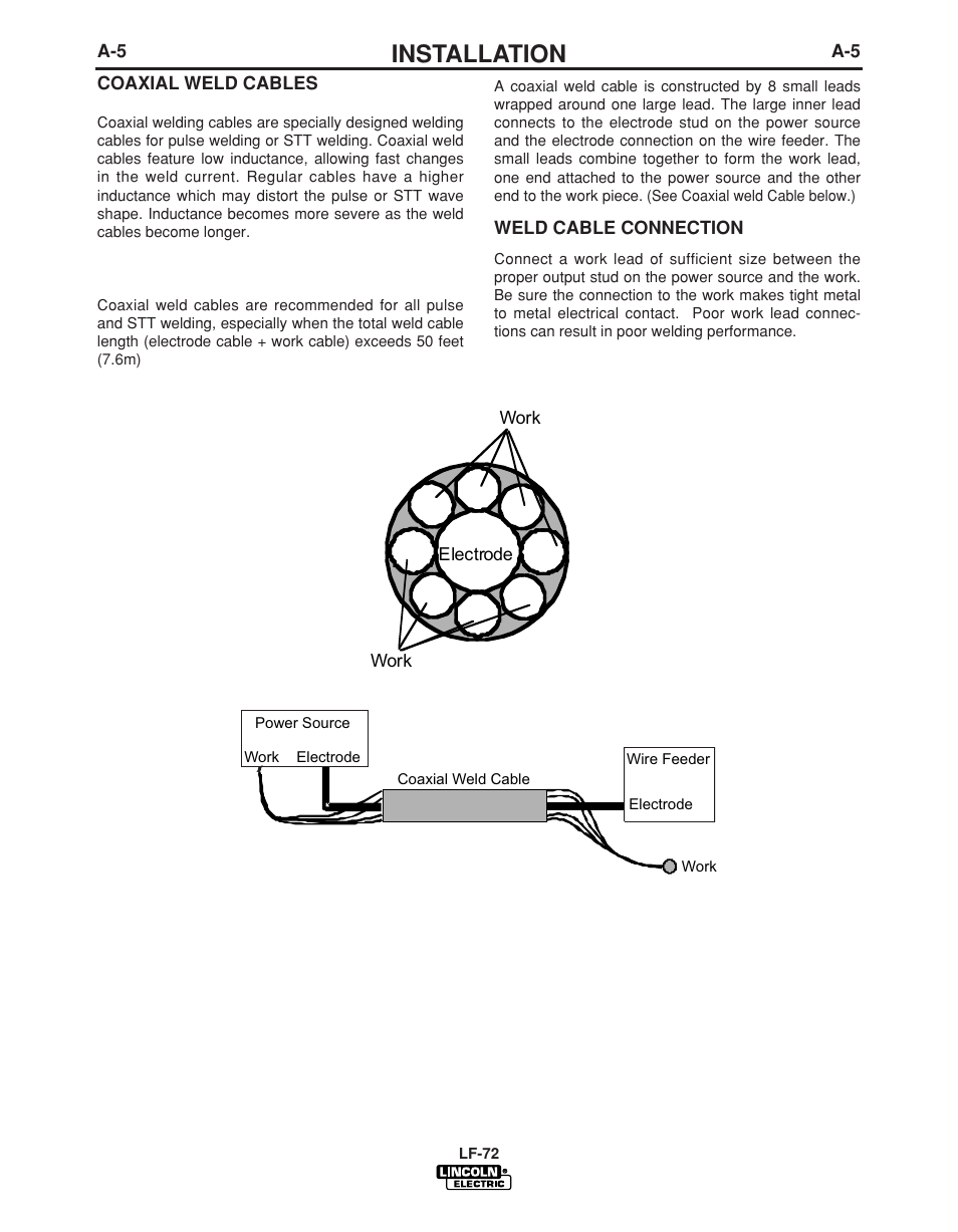 Installation | Lincoln Electric LF-72 WIRE FEEDER IM847-D User Manual | Page 13 / 49