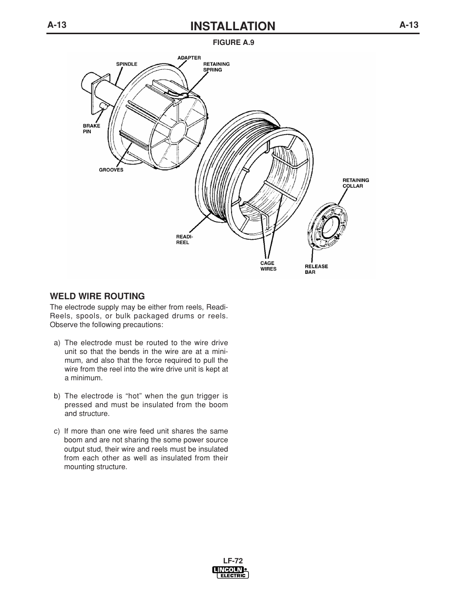 Installation | Lincoln Electric LF-72 WIRE FEEDER IM847-D User Manual | Page 21 / 49
