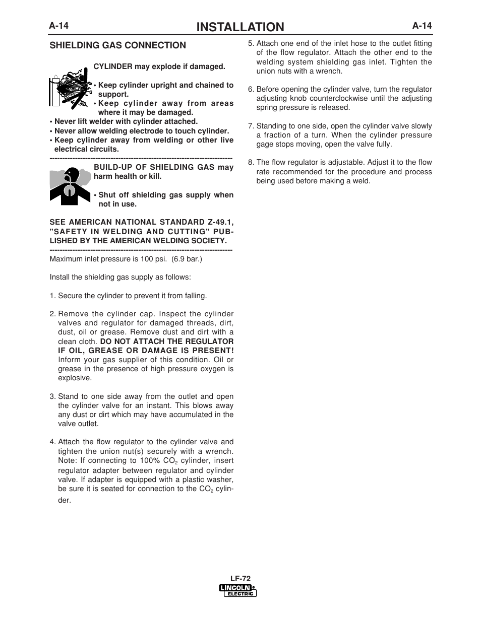 Installation | Lincoln Electric LF-72 WIRE FEEDER IM847-D User Manual | Page 22 / 49