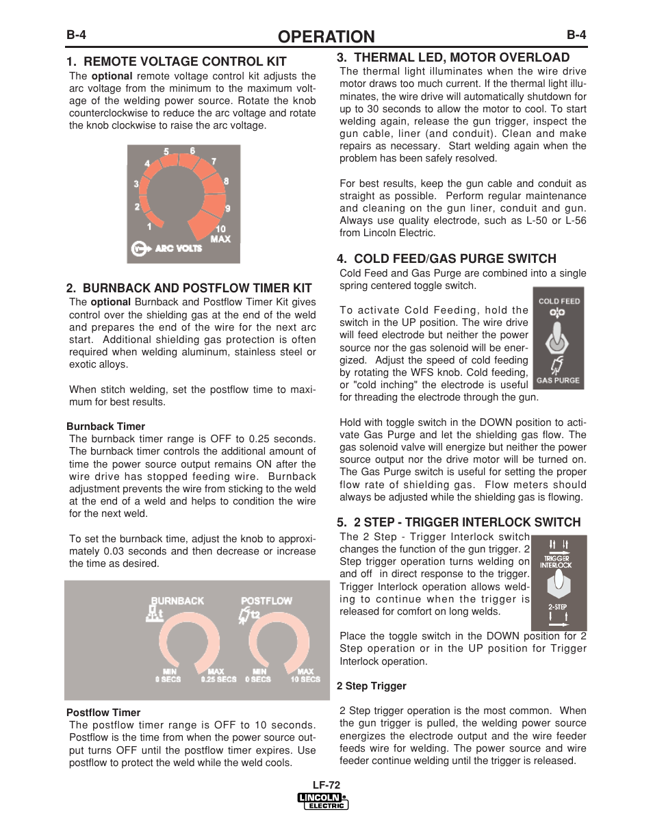 Operation | Lincoln Electric LF-72 WIRE FEEDER IM847-D User Manual | Page 30 / 49