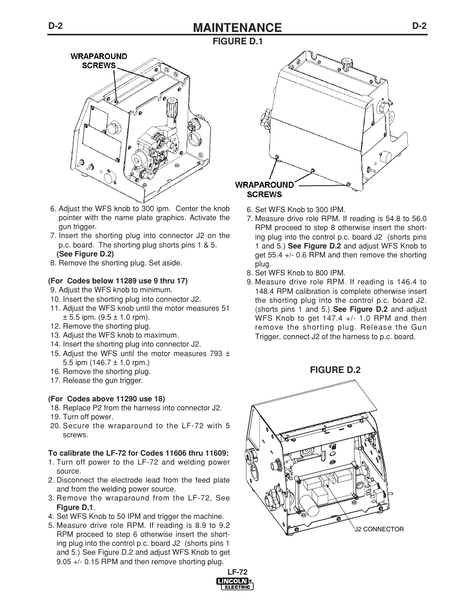 Maintenance | Lincoln Electric LF-72 WIRE FEEDER IM847-D User Manual | Page 37 / 49