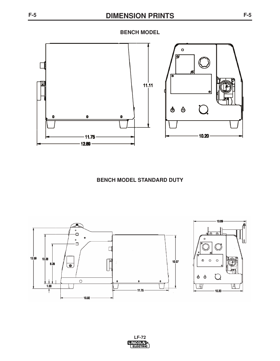 Dimension prints | Lincoln Electric LF-72 WIRE FEEDER IM847-D User Manual | Page 45 / 49