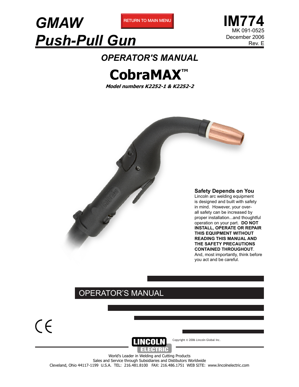 Lincoln Electric COBRAMAX IM774 User Manual | 28 pages