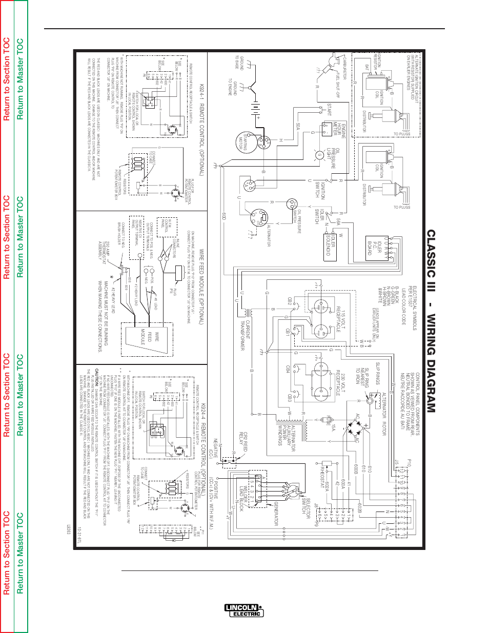 Electrical diagrams, Wiring diagram- classic iii, Classic iii - wiring diagram | Lincoln Electric CLASSIC III SVM 137-A User Manual | Page 121 / 128
