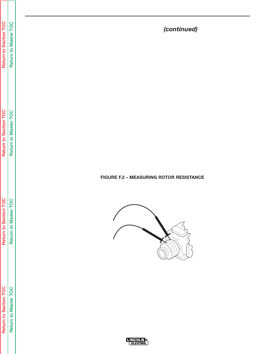 Troubleshooting & repair, Alternator rotor test (continued) | Lincoln Electric CLASSIC III SVM 137-A User Manual | Page 76 / 128