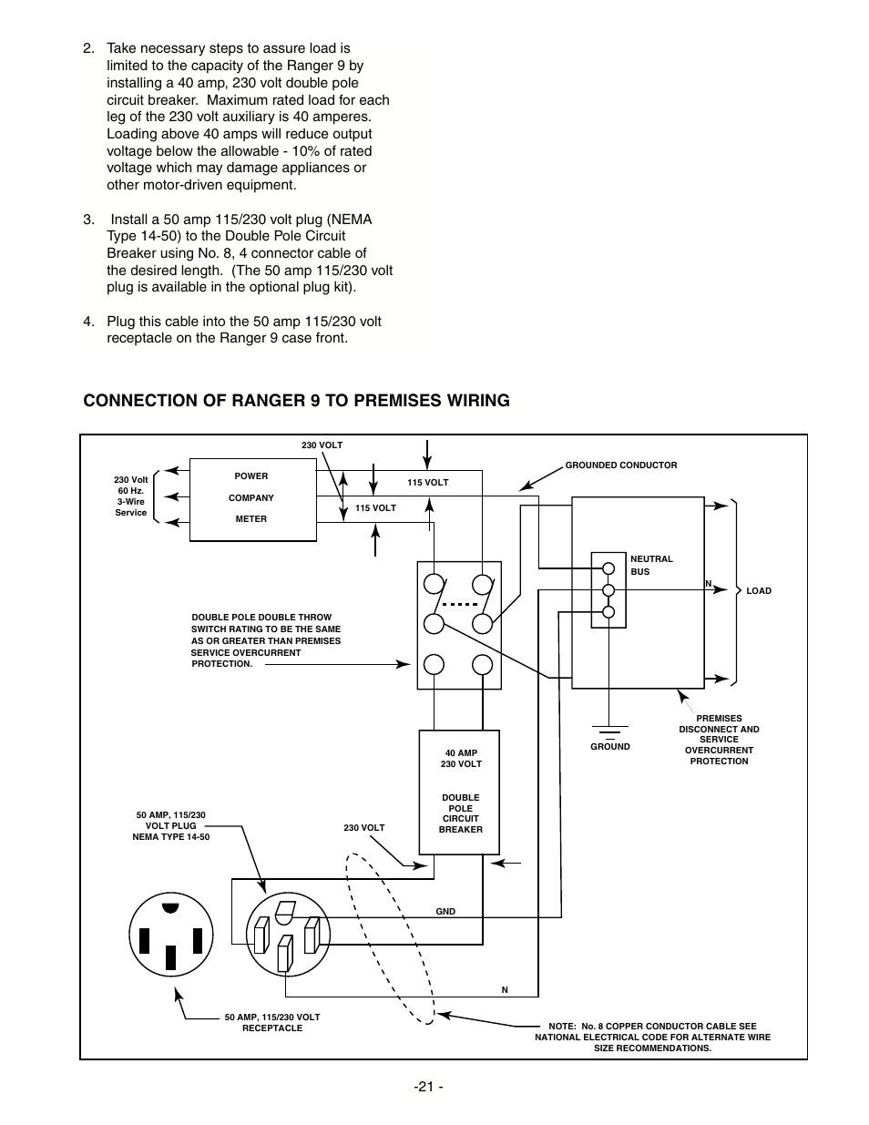 Connection of ranger 9 to premises wiring | Lincoln Electric RANGER IM511-D User Manual | Page 23 / 41