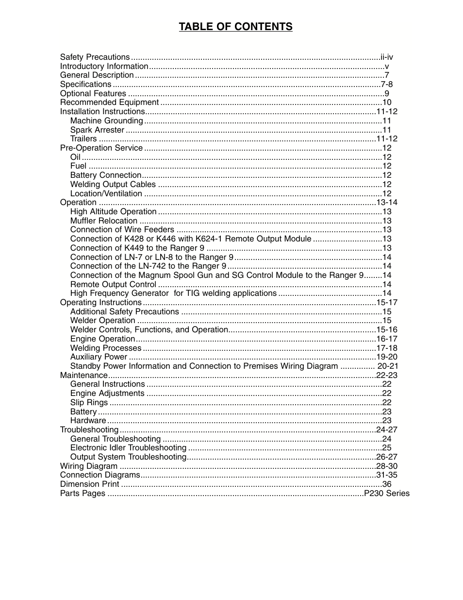 Lincoln Electric RANGER IM511-D User Manual | Page 7 / 41