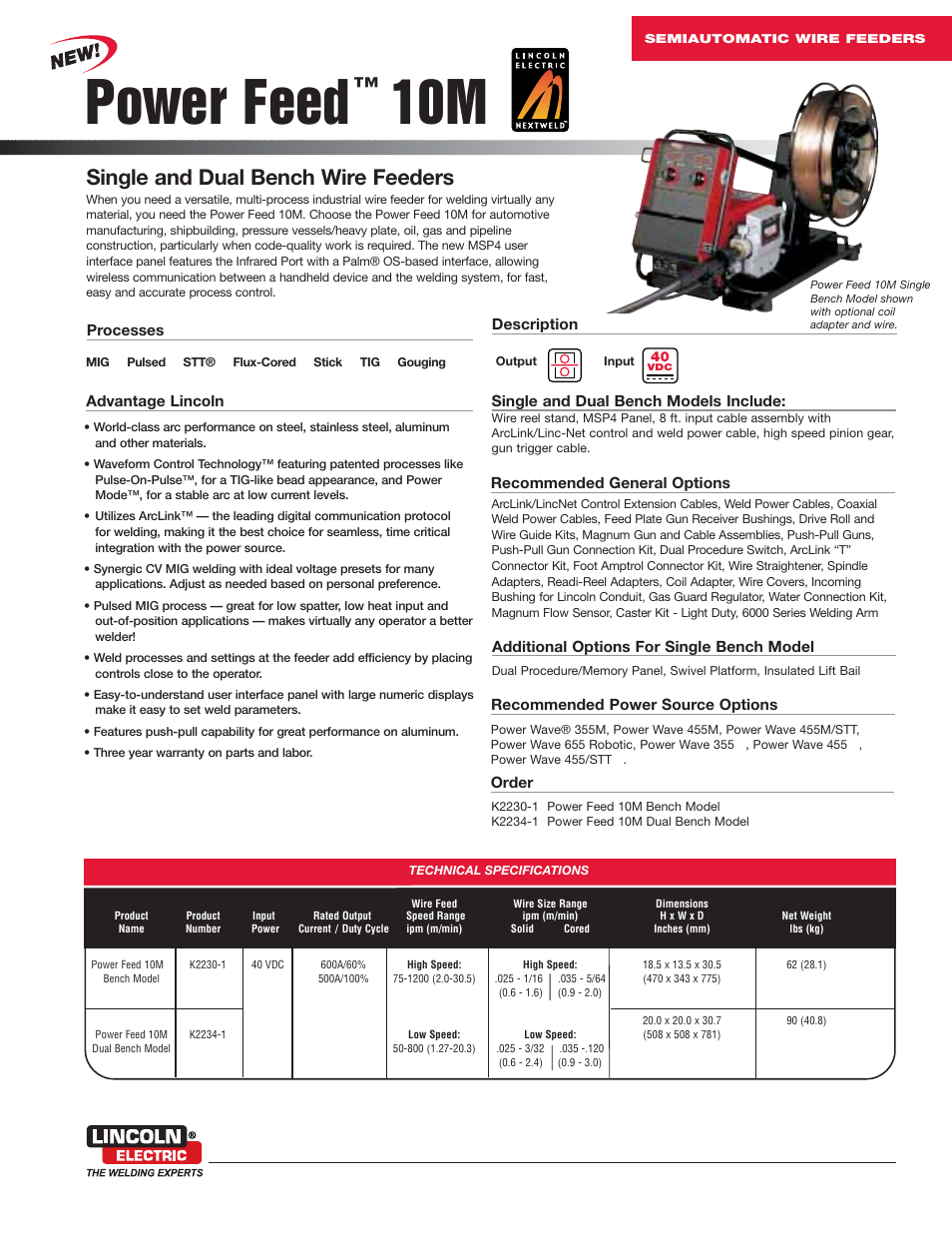 Lincoln Electric Power Feed 10M User Manual | 8 pages