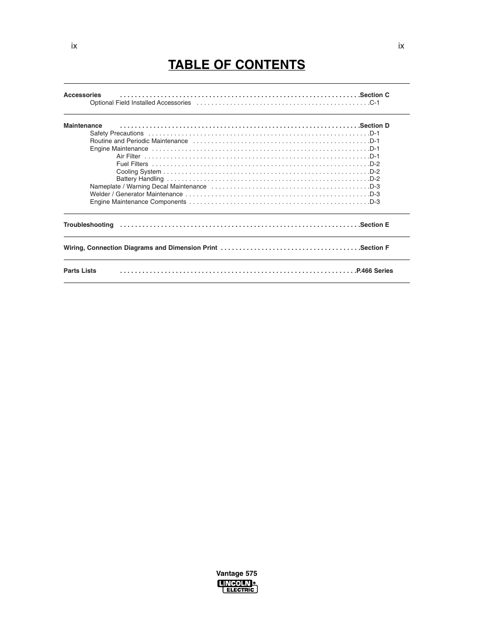 Lincoln Electric VANTAGE 575 User Manual | Page 10 / 54