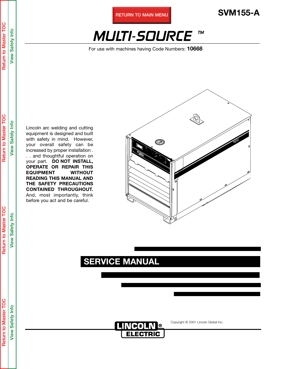 Lincoln Electric MULTI-SOURCE SVM155-A User Manual | 96 pages