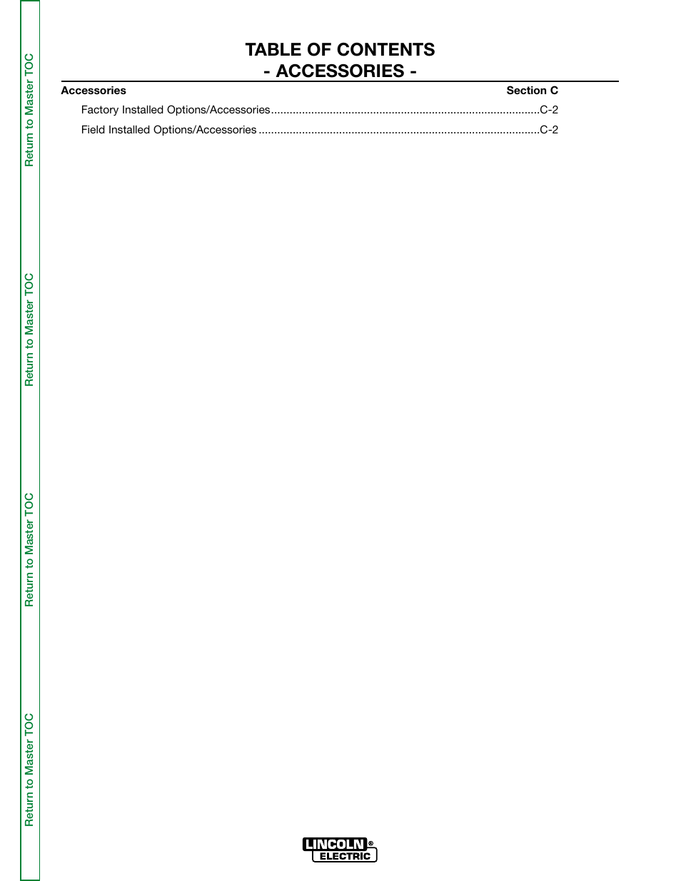 Section c - accessories, Table of contents - accessories | Lincoln Electric MULTI-SOURCE SVM155-A User Manual | Page 17 / 96