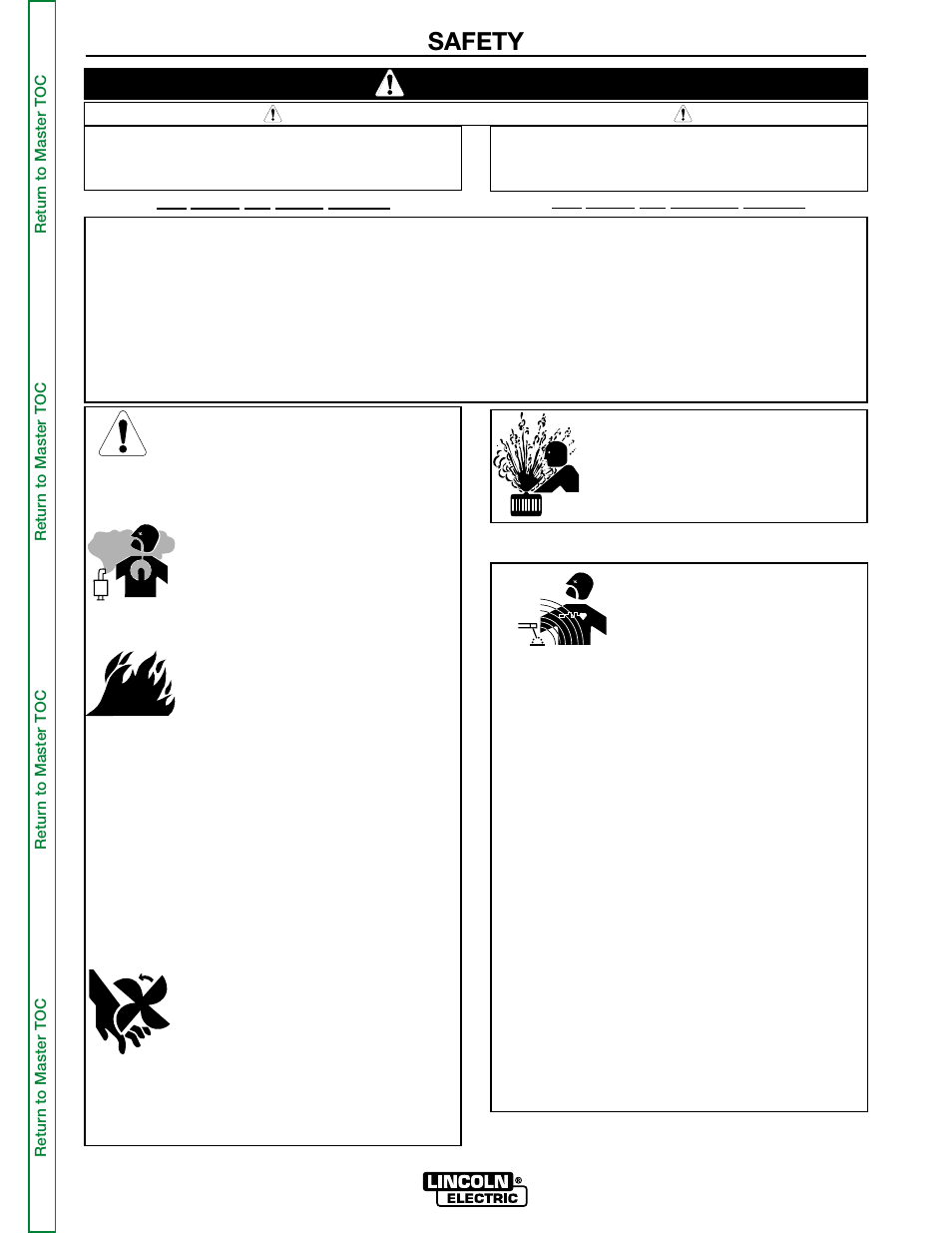Safety, Iew safety info, Warning | For engine powered equipment, Electric and magnetic fields may be dangerous | Lincoln Electric MULTI-SOURCE SVM155-A User Manual | Page 2 / 96