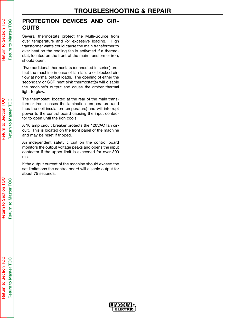 Troubleshooting & repair, Protection devices and cir- cuits | Lincoln Electric MULTI-SOURCE SVM155-A User Manual | Page 27 / 96