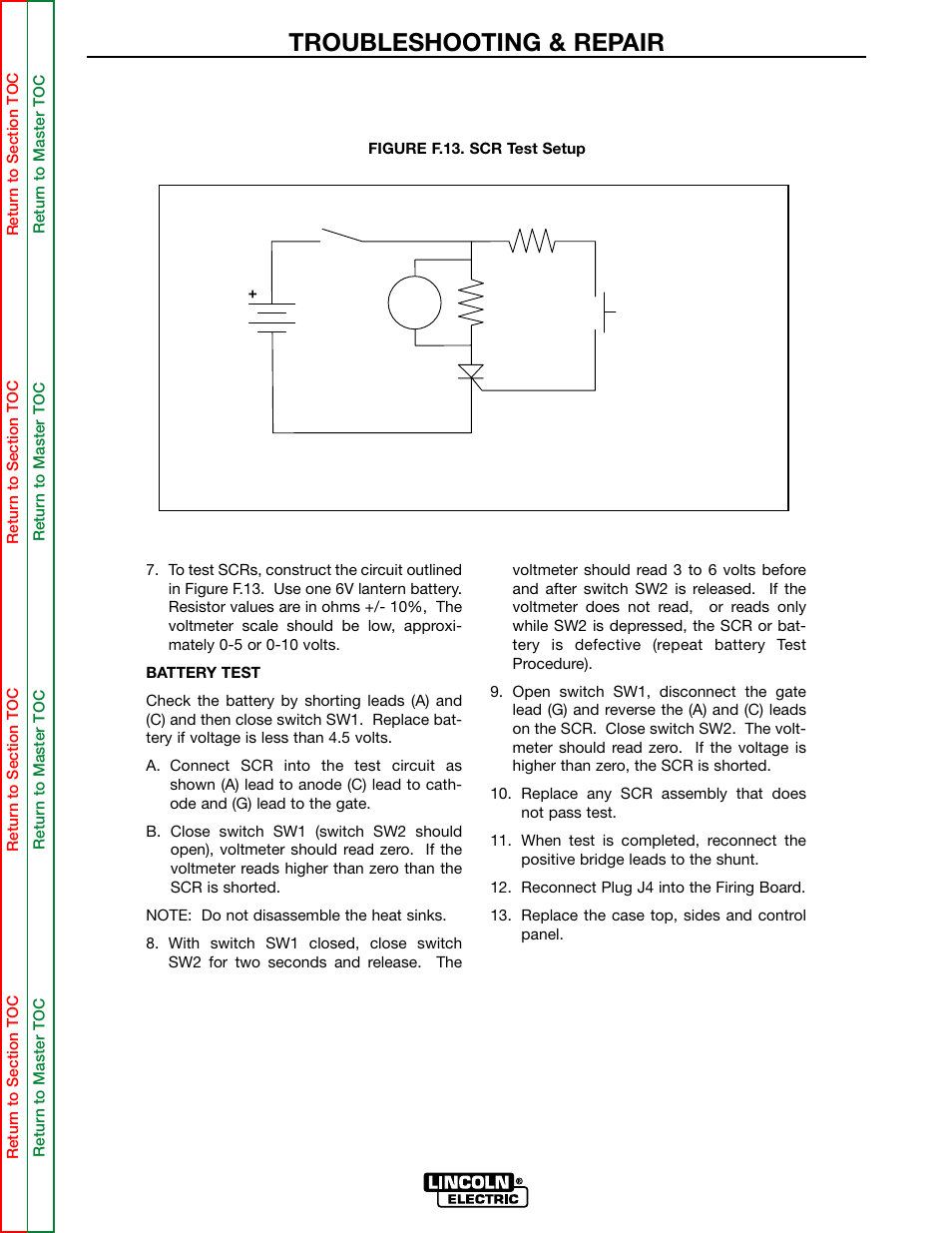 To figure f.13, Troubleshooting & repair | Lincoln Electric MULTI-SOURCE SVM155-A User Manual | Page 57 / 96