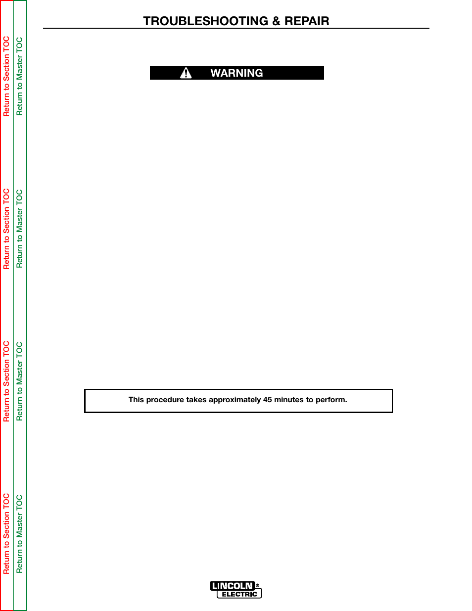 Perform the control board, Test, Troubleshooting & repair | Test description, Materials needed, Warning | Lincoln Electric MULTI-SOURCE SVM155-A User Manual | Page 59 / 96