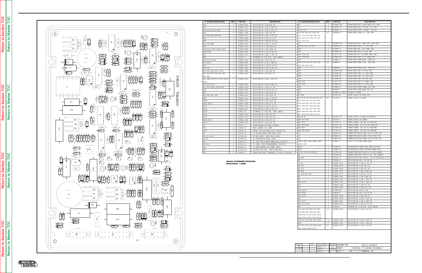 Electrical diagrams, G-4 pc board assembly-control, Multi-source control p.c. board assembly | Lincoln Electric MULTI-SOURCE SVM155-A User Manual | Page 92 / 96
