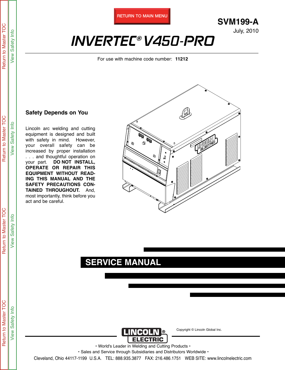 Lincoln Electric INVERTEC SVM199-A User Manual | 145 pages