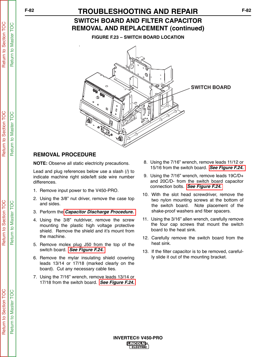 Troubleshooting and repair | Lincoln Electric INVERTEC SVM199-A User Manual | Page 122 / 145
