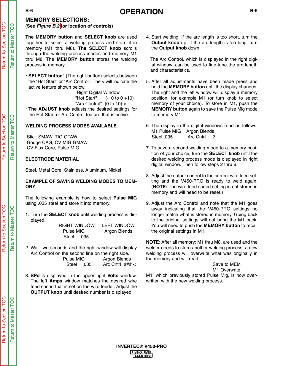 Operation | Lincoln Electric INVERTEC SVM199-A User Manual | Page 22 / 145