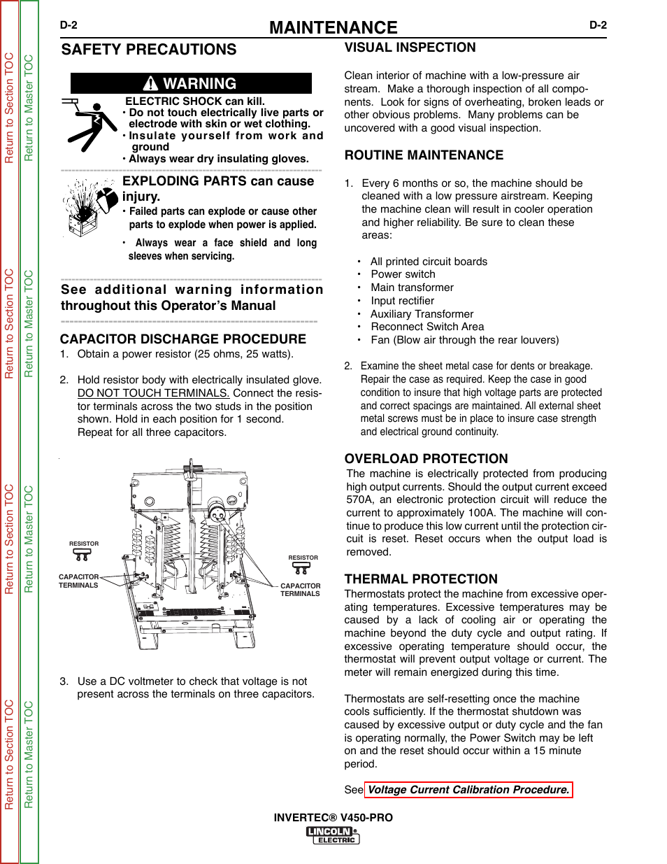 Maintenance, Safety precautions, Warning | Lincoln Electric INVERTEC SVM199-A User Manual | Page 30 / 145