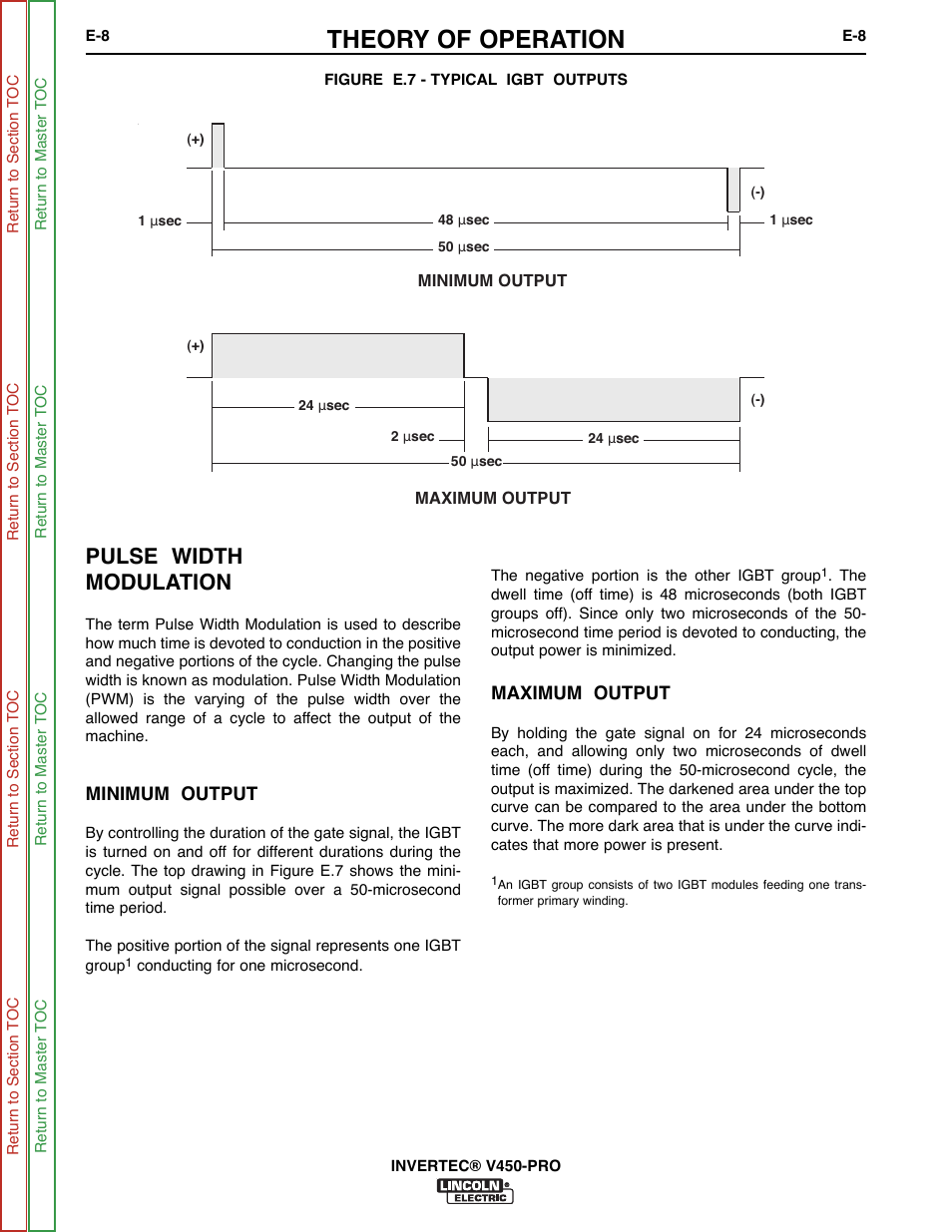 Pulse width modulation, Theory of operation | Lincoln Electric INVERTEC SVM199-A User Manual | Page 40 / 145