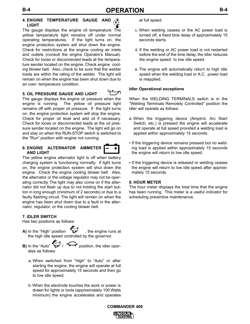 Operation | Lincoln Electric COMMANDER IM544-B User Manual | Page 17 / 48