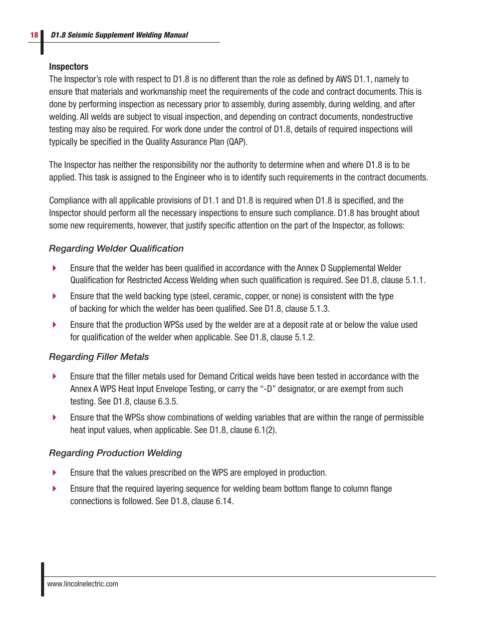 Lincoln Electric D1.8 User Manual | Page 18 / 48