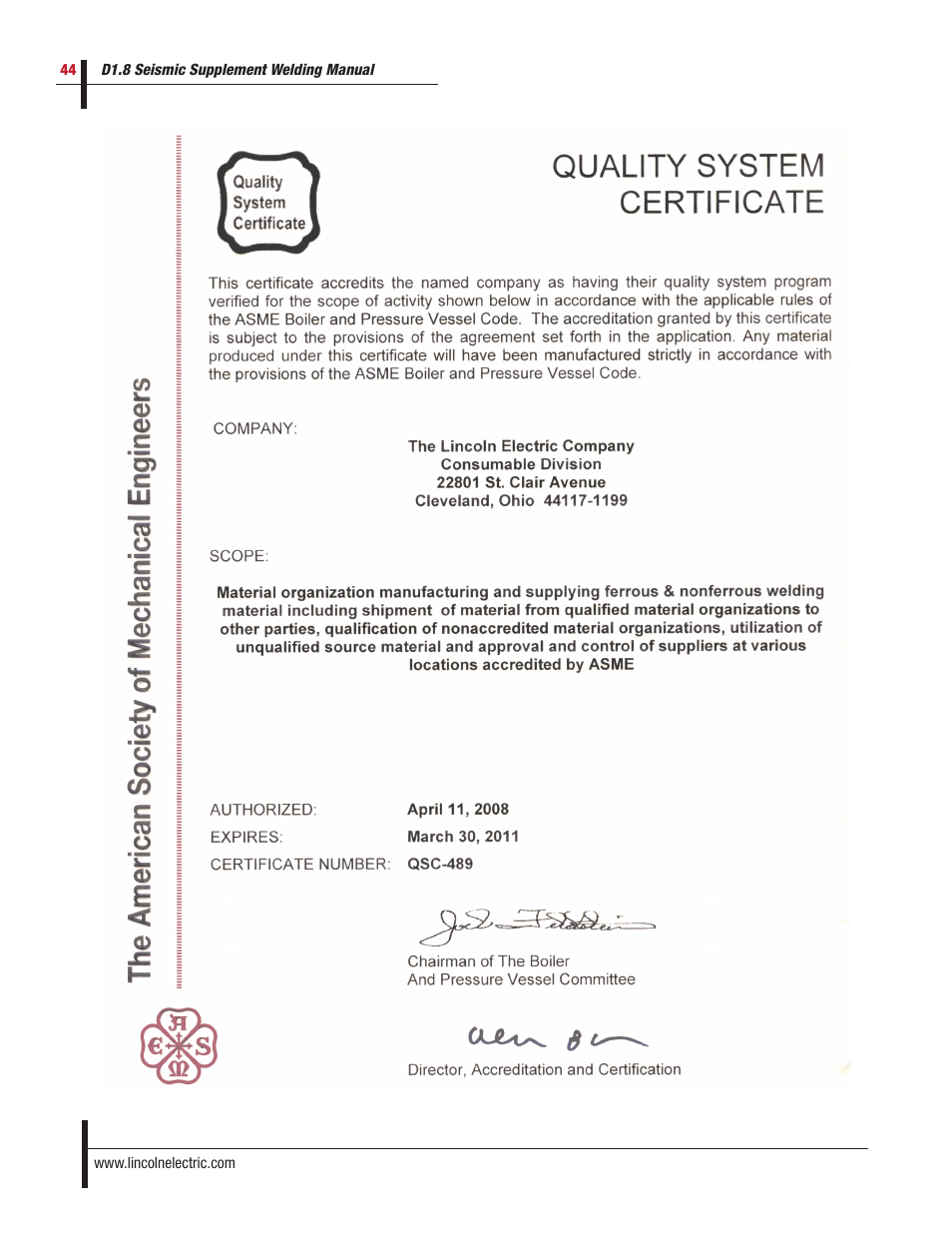 Lincoln Electric D1.8 User Manual | Page 44 / 48