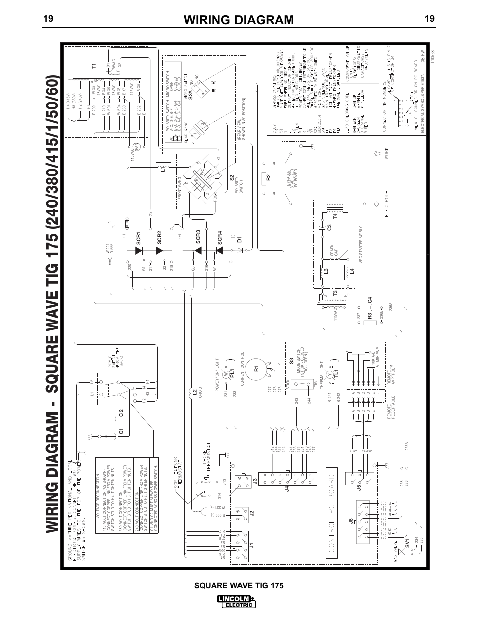 Wiring diagram, Square wave tig 175 | Lincoln Electric SQUARE WAVE TIG 175 IM605 User Manual | Page 26 / 31