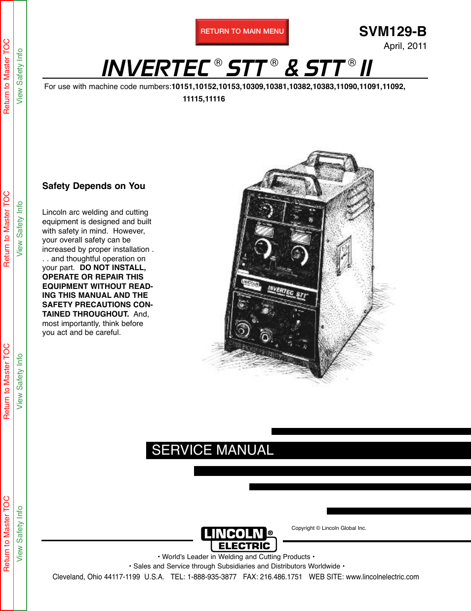 Lincoln Electric INVERTEC SVM129-B User Manual | 145 pages