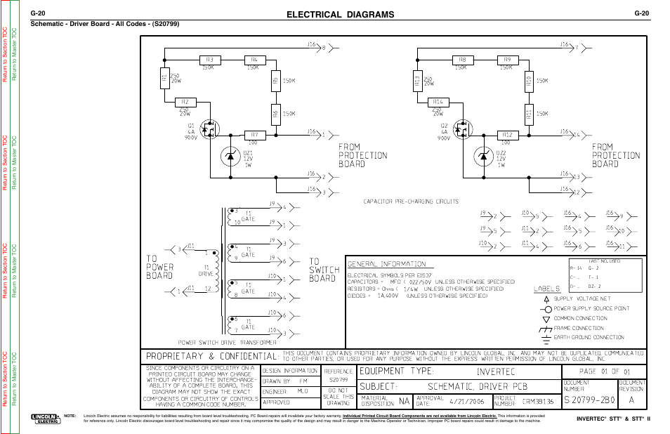 Electrical diagrams, Labels, General information | G-20 | Lincoln Electric INVERTEC SVM129-B User Manual | Page 136 / 145