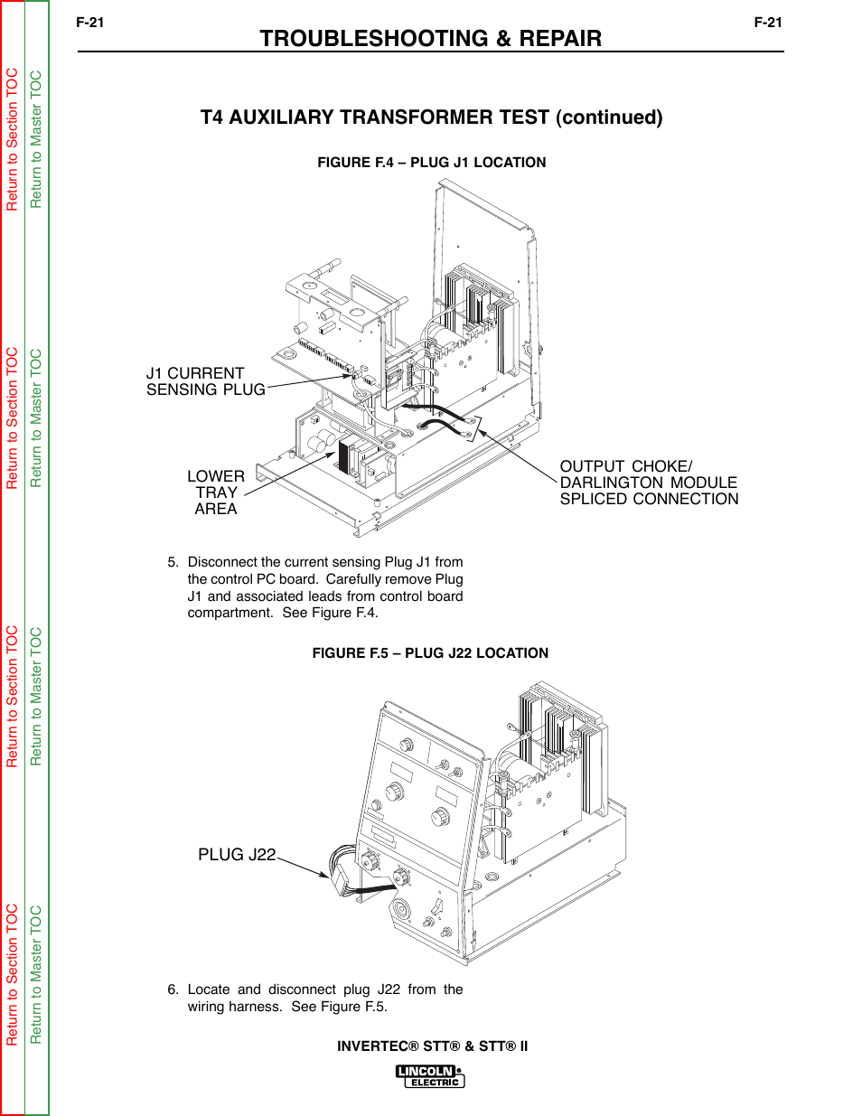 Troubleshooting & repair, T4 auxiliary transformer test (continued) | Lincoln Electric INVERTEC SVM129-B User Manual | Page 59 / 145