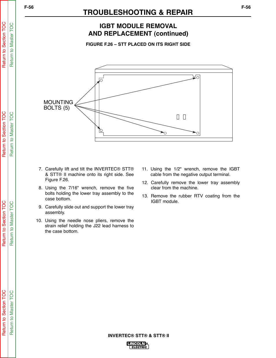 Troubleshooting & repair, Igbt module removal and replacement (continued) | Lincoln Electric INVERTEC SVM129-B User Manual | Page 94 / 145