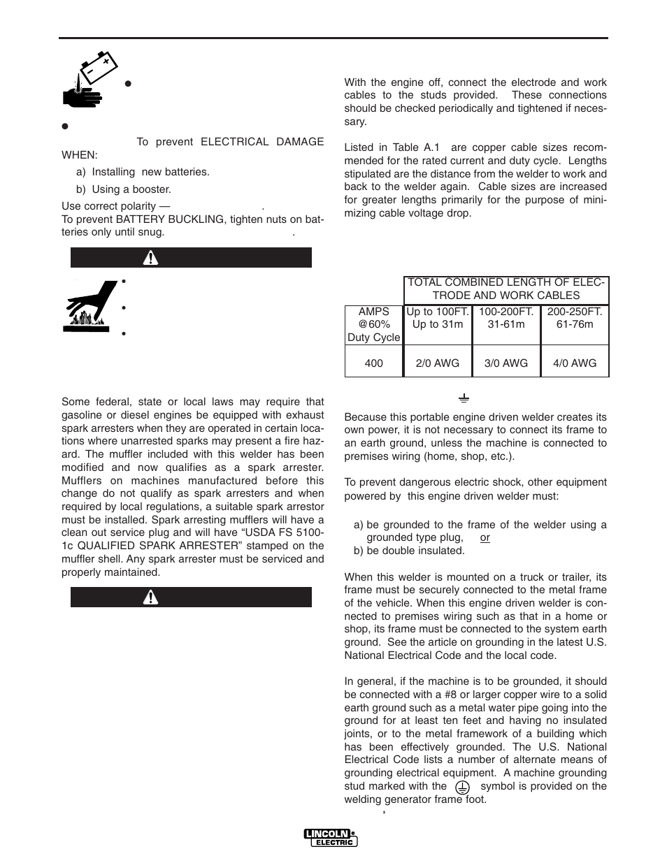 Installation, Warning caution | Lincoln Electric POWER SOURCE IM640-A User Manual | Page 14 / 37
