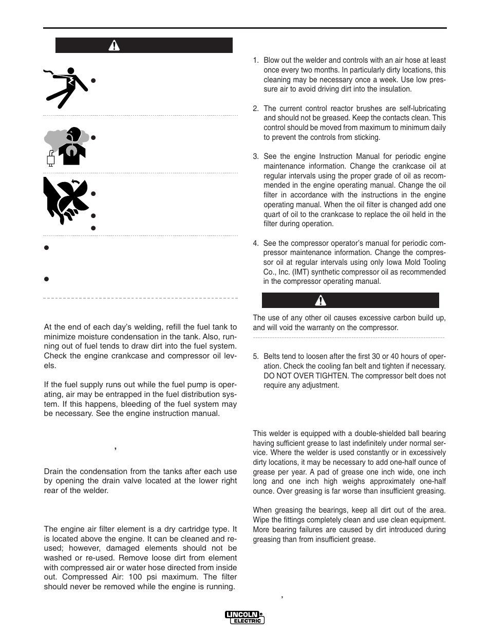 Maintenance, Warning caution | Lincoln Electric POWER SOURCE IM640-A User Manual | Page 21 / 37